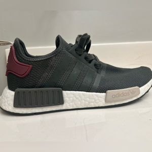 Never worn! ADIDAS NMD_R1 running shoe (olive/maroon)